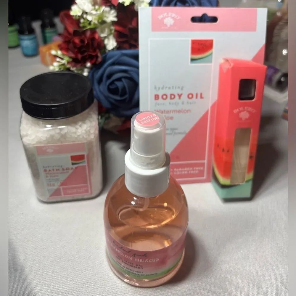 3 NEW Bolero Hydrating Watermelon & Aloe Bath Products Paraben & Color Free Soap